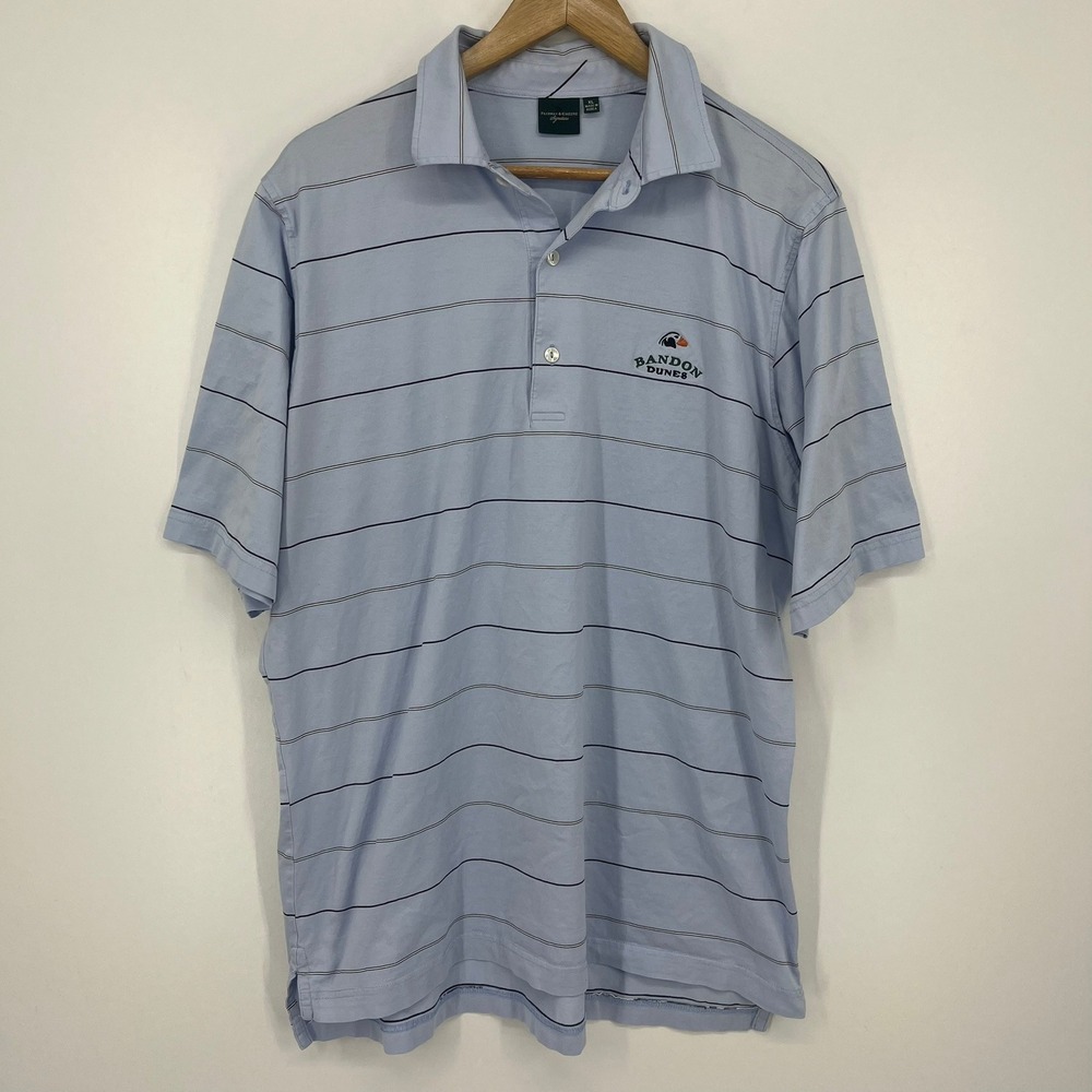 Fairway & Greene Bandon Dunes Golf Polo Shirt Mens XL‎ Blue Striped Cotton
